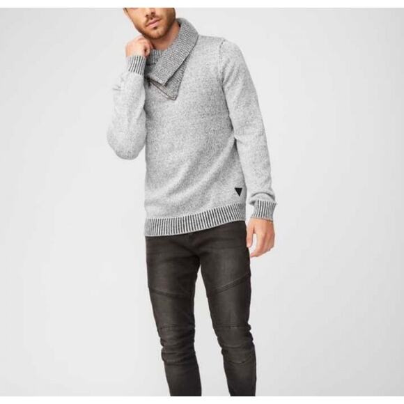 Guess Men's Cleo Shawl Collar Zip Sweater Gray Size XXL - Picture 1 of 9